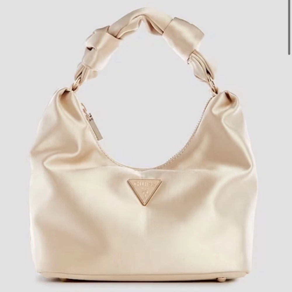Guess Cream Shoulder Hobo Bag with Knotted Handle